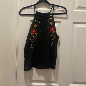 Floral embroidered tank top